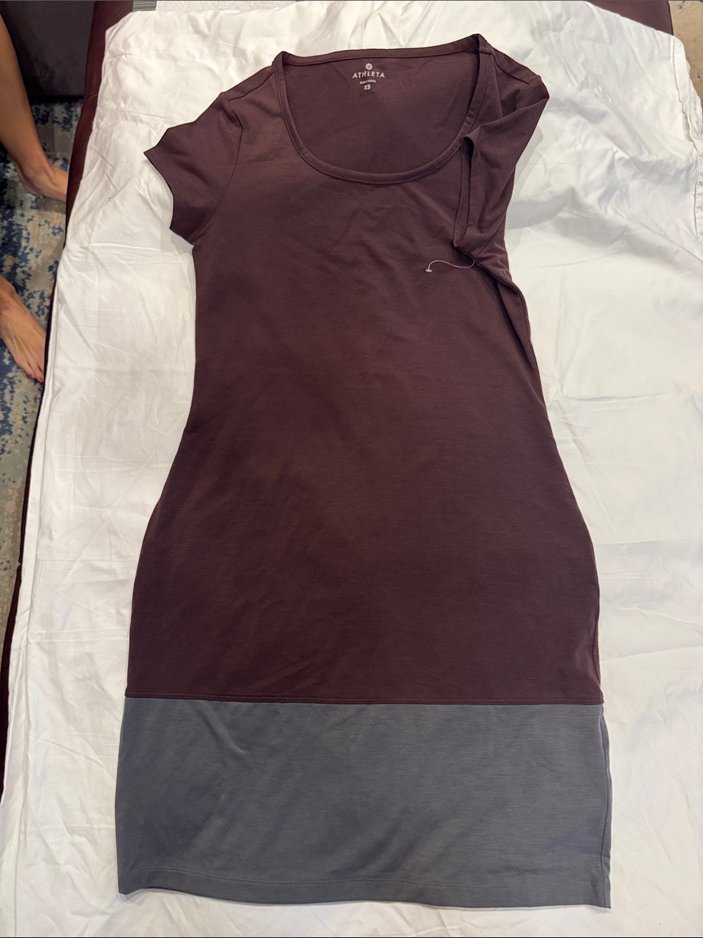 Athleta Maroon and Gray Scoop Neck Colorblock Tunic Dress